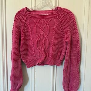 Altar'd State Pink Cable Knit Sweater